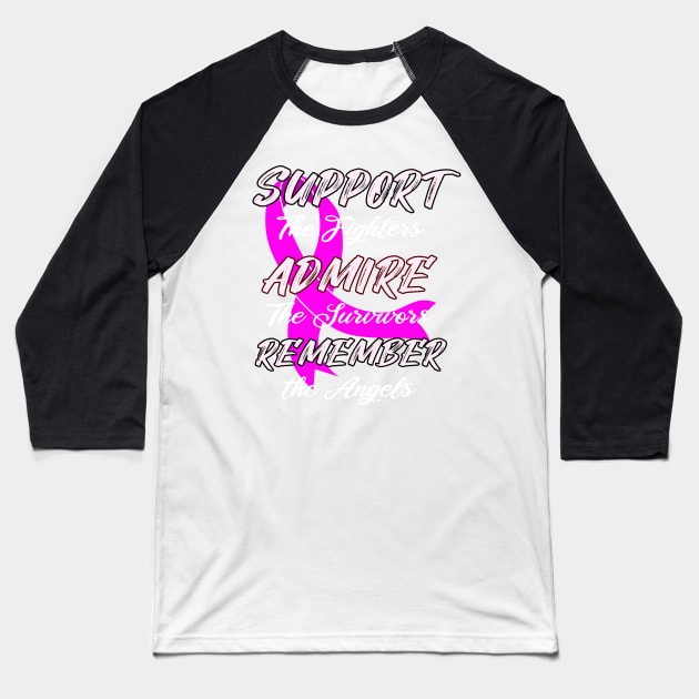 Support Breast Cancer Awareness Print Baseball T-Shirt by Linco